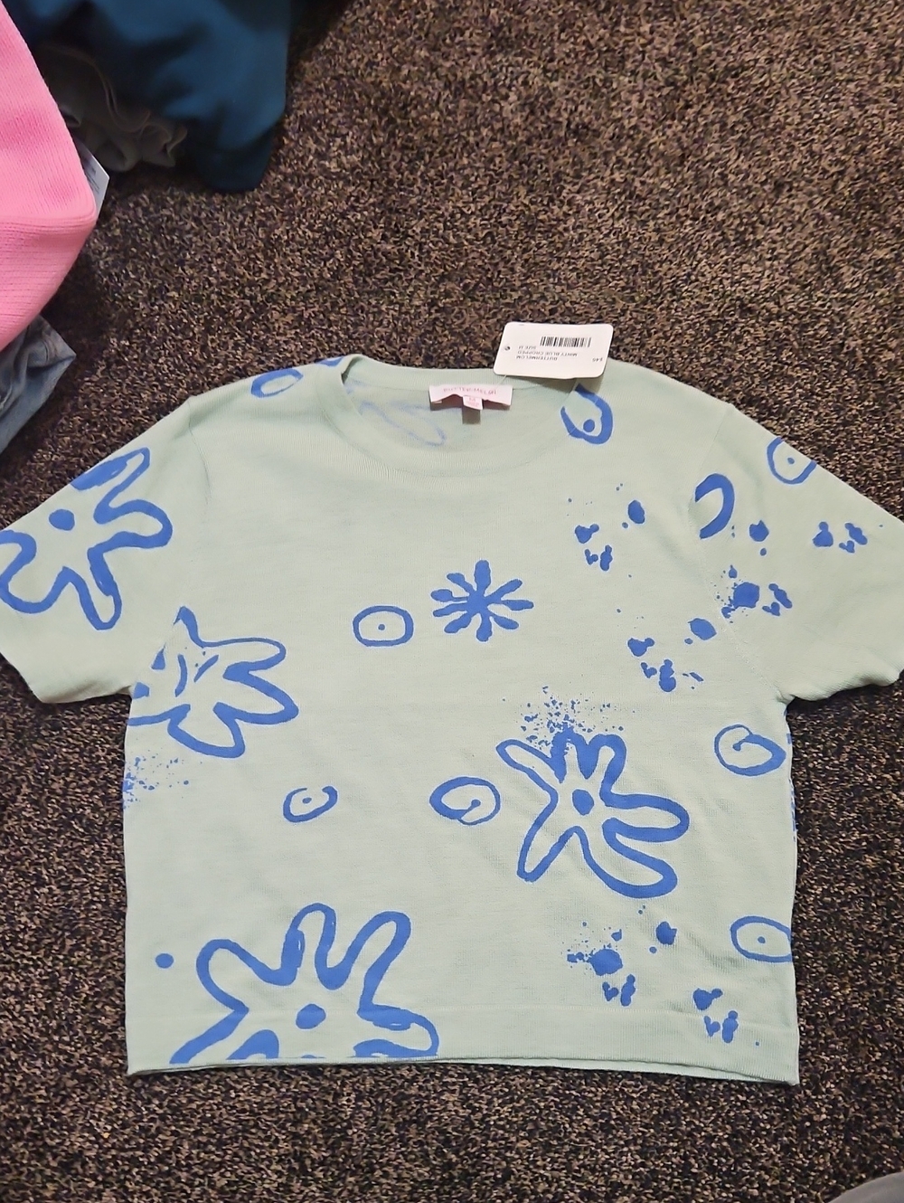 BUTTER MELON Blue Splash Graphic Tee - Light Mint & Royal Blue
